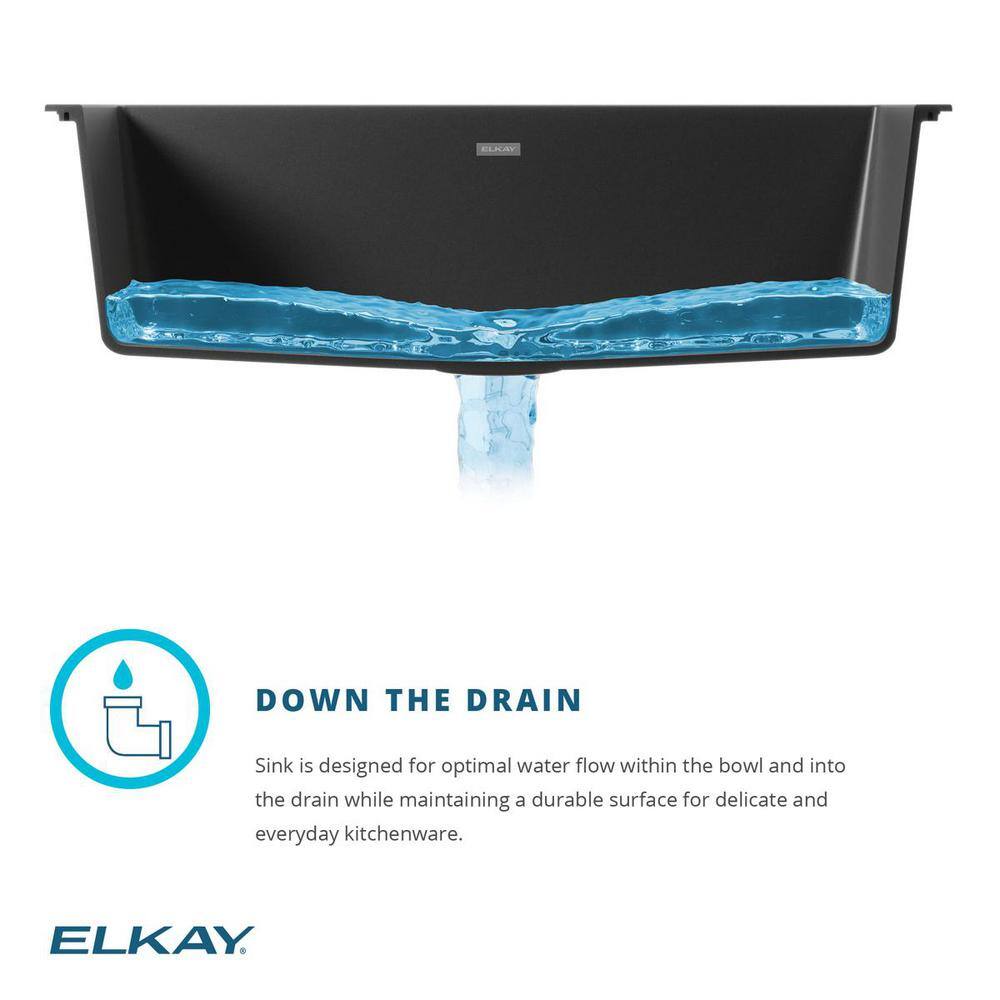 Elkay Quartz Classic White Quartz 33 in. Single Bowl Undermount Kitchen Sink ELGU13322WH0