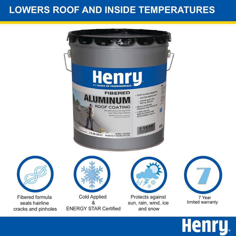 Henry 555 Fibered Aluminum Reflective Roof Coating 4.75 gal. HE555019