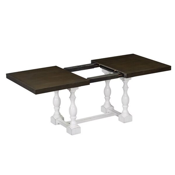 Extendable Dining Table Set with Removable Leaf，Padded Chairs and Bench