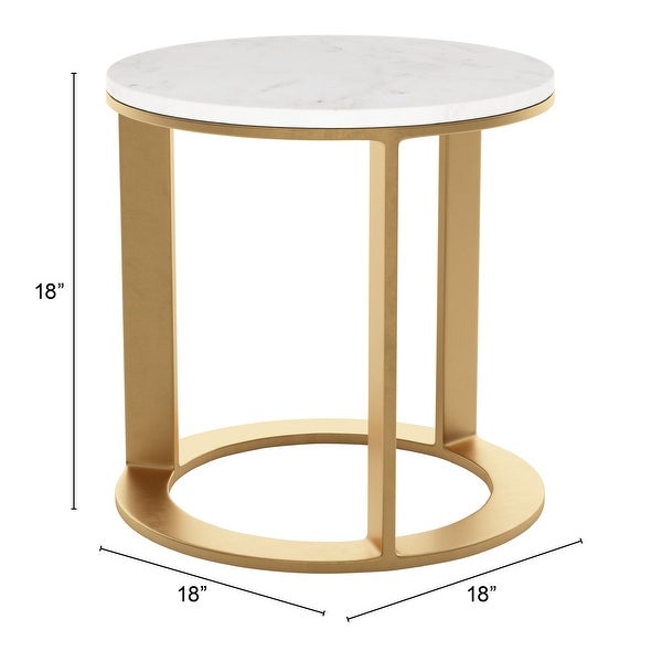 Helena Marble Side Table White and Gold