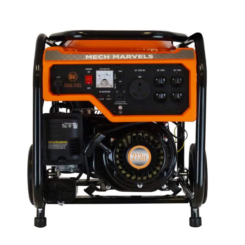 Mech Marvels 4000Watt Recoil Start Dual Fuel PropaneGasoline CARB Compliant Portable Generator with CO Shutdown Sensor