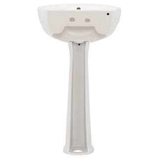 Pegasus Bali 19 in. Pedestal Combo Bathroom Sink for 8 in. Widespread in White 3-588WH