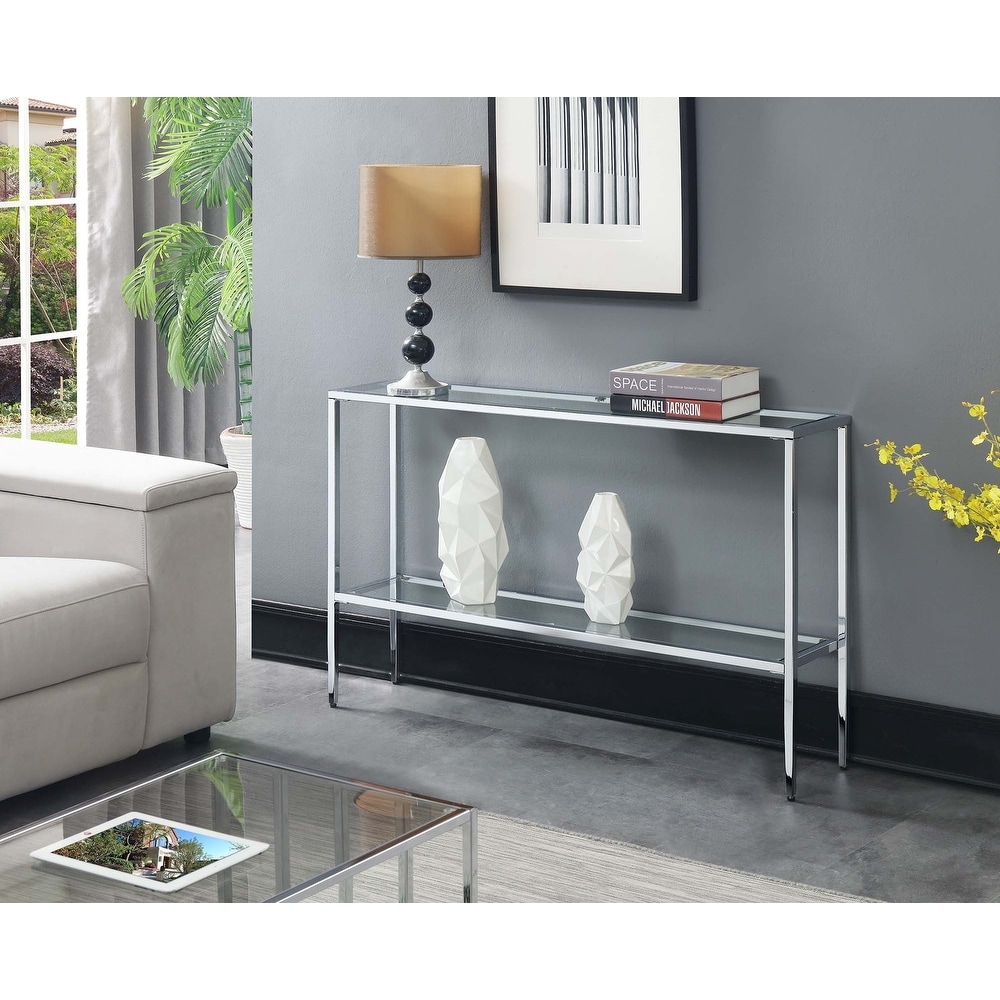 Convenience Concepts Nadia Chrome Console Table with Shelf