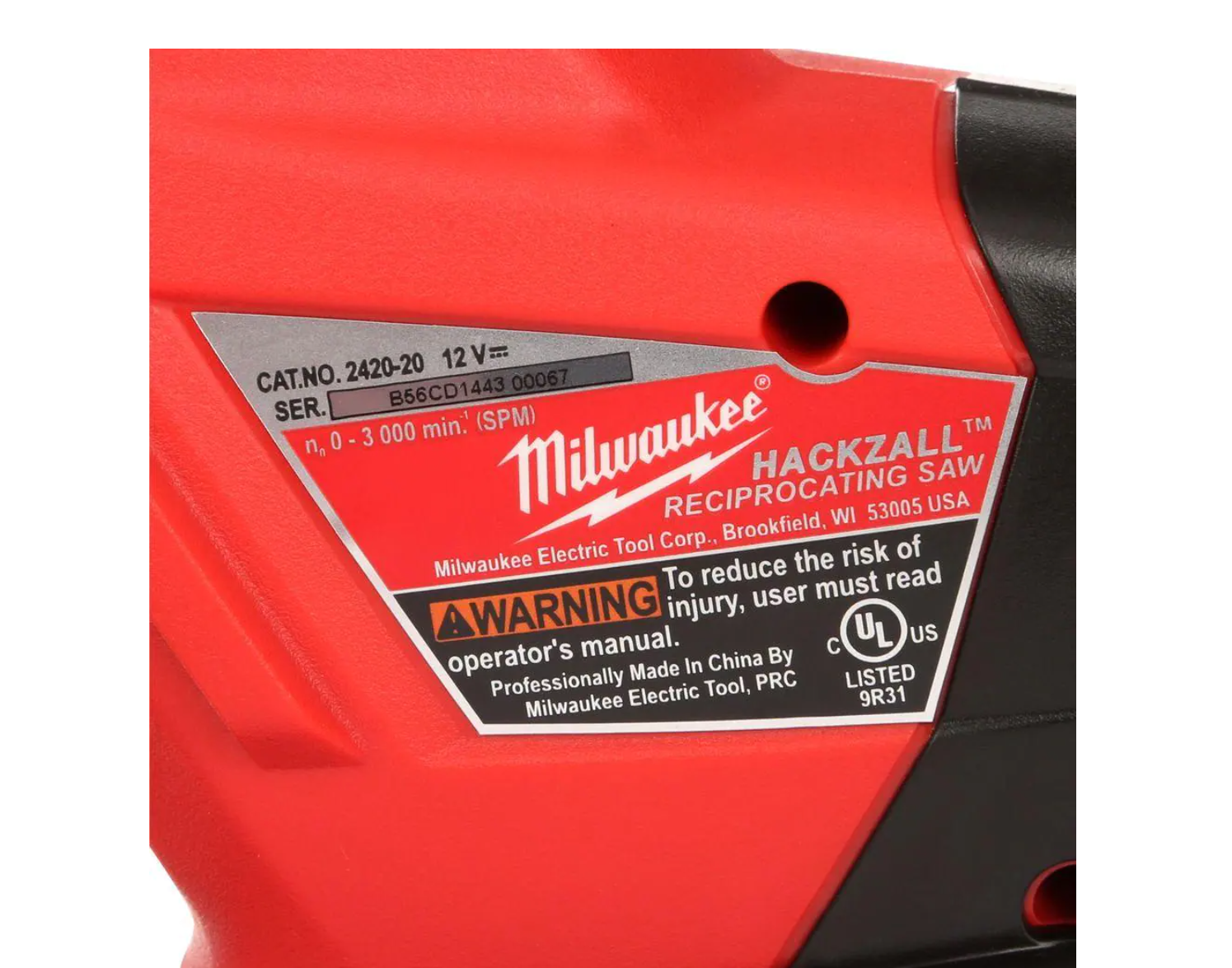 Milwaukee 2420-20-48-11-2440 M12 12V Lithium-Ion HACKZALL Cordless Reciprocating Saw with 4.0 Ah M12 Battery