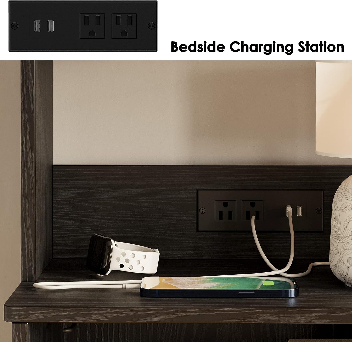 Nightstand with Charging Station, 55