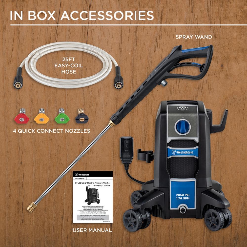 Westinghouse ePX3050 ePX 2050 PSI 1.76 GPM Electric Pressure Washer with Anti-Tipping Technology