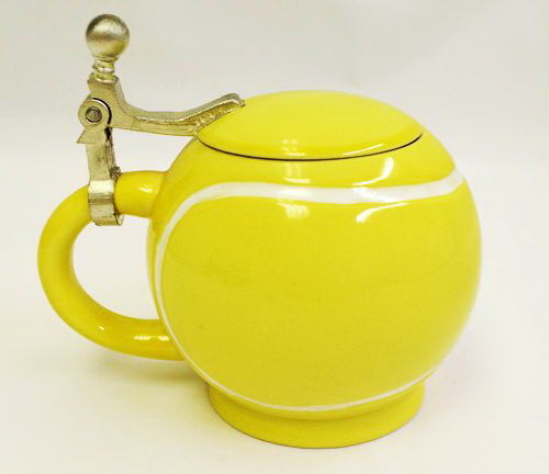 Ceramic Tennis Mug w/Aluminum Lid