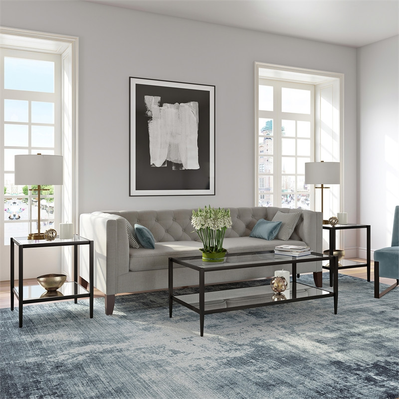 Henn ampHart 20 quotBlackened Bronze Metal/Glass Side Table   Transitional   Side Tables And End Tables   by Homesquare  Houzz