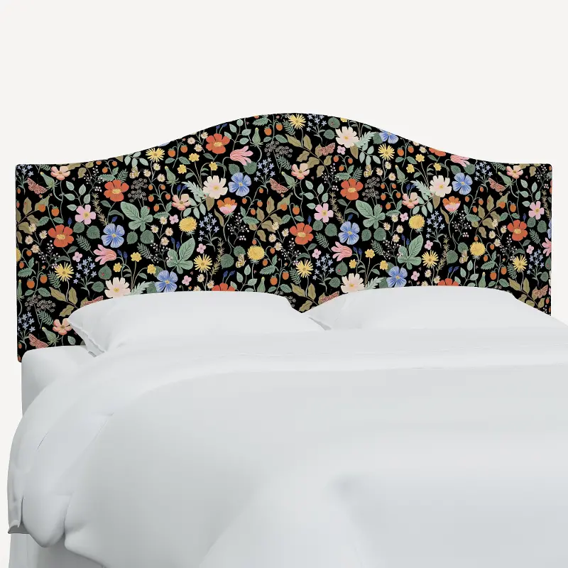 Rifle Paper Co Mayfair Black Strawberry Fields Twin Headboard