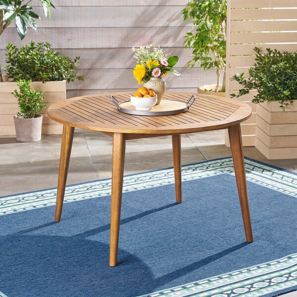 Outdoor Circular Wooden Dining Table，Made of Acacia Wood，Suitable for Outdoor Activities such as Courtyards