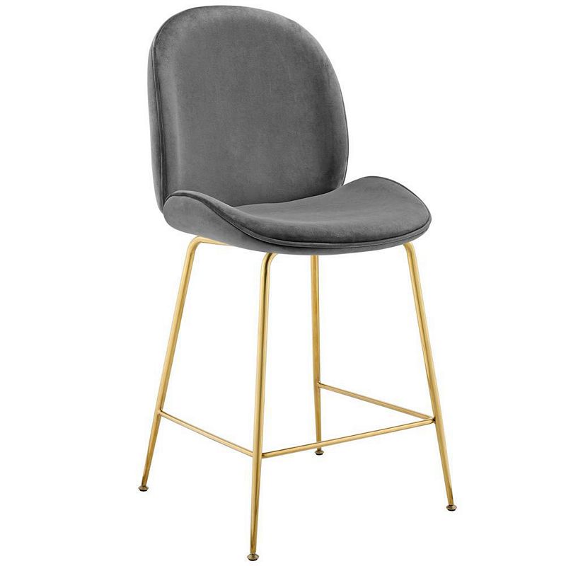 Modway Scoop Gold Stainless Steel Leg Performance Velvet Counter Stool