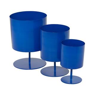 Novogratz 14 in. x 10 in. Blue Metal Modern Planter (Set of 3) 040853