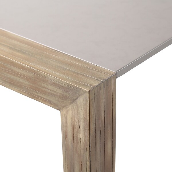 Fineline Modern Super Stone and Eucalyptus Wood Indoor Outdoor Dining Table