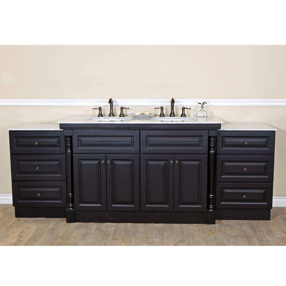 Bellaterra Home Parma 93 in. Double Vanity in Dark Mahogany with Marble Vanity Top in White BT5022C