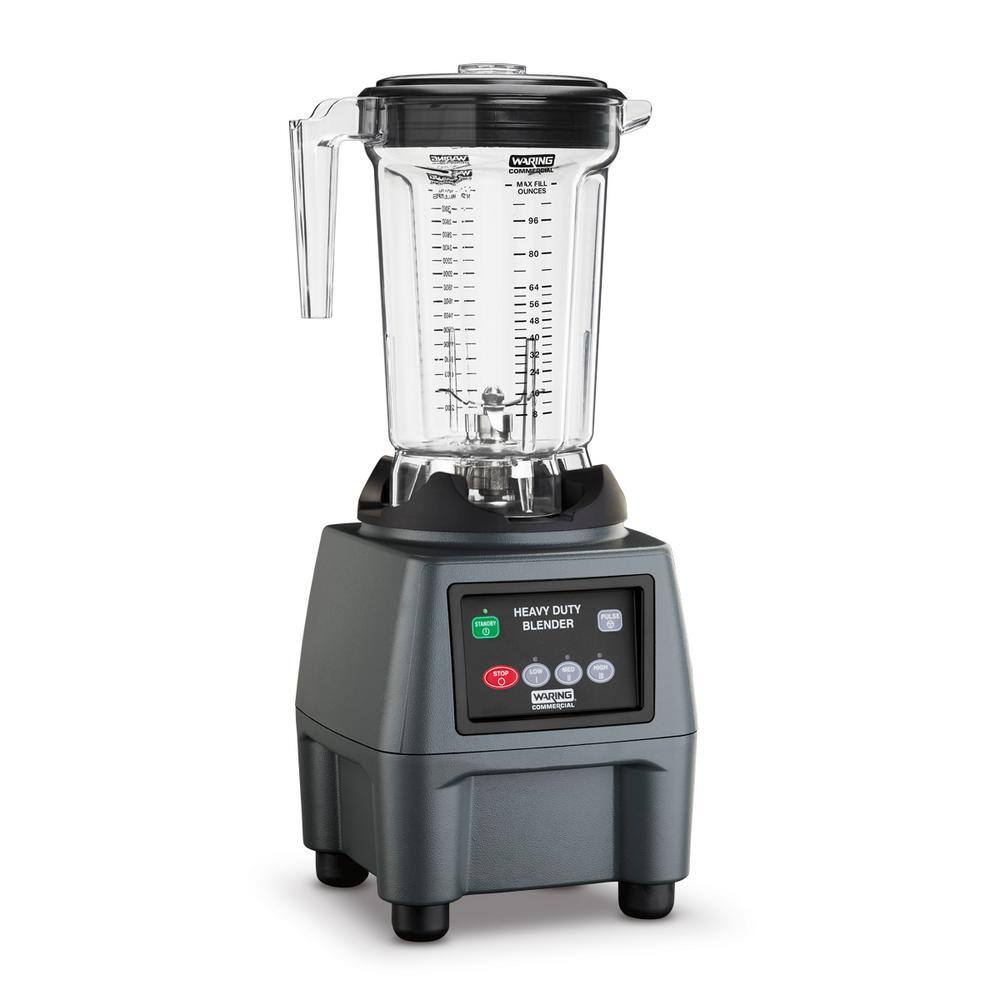 Waring Commercial CB15 128 oz. 3-Speed Clear Blender Grey with 3.75 HP and Electronic Touchpad Controls with Copolyester Jar CB15P