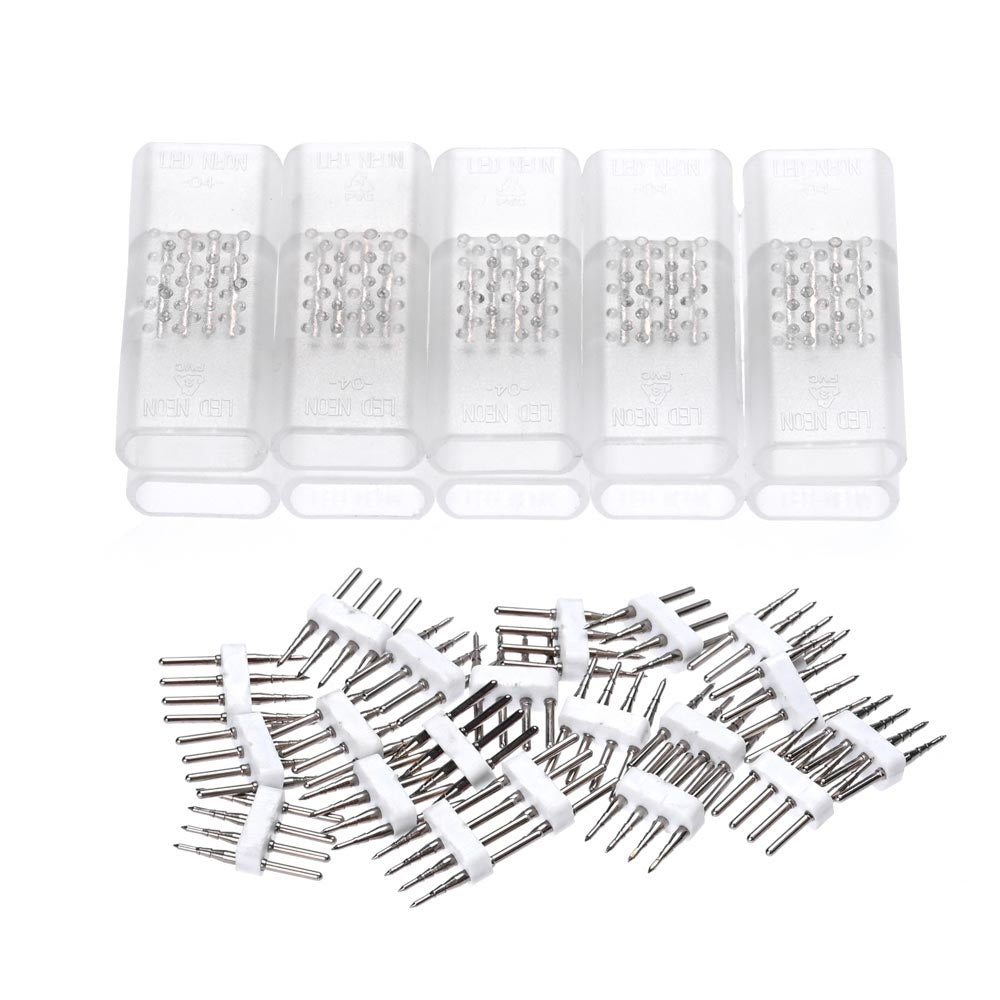 DELight LED Neon Splice Kit 4-Wire Connectors & Pins 10-Set 22x9mm