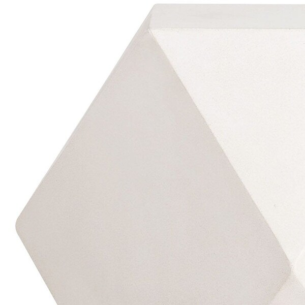 Geometric Shape Concrete Accent Table with Faceted Sides， Cream