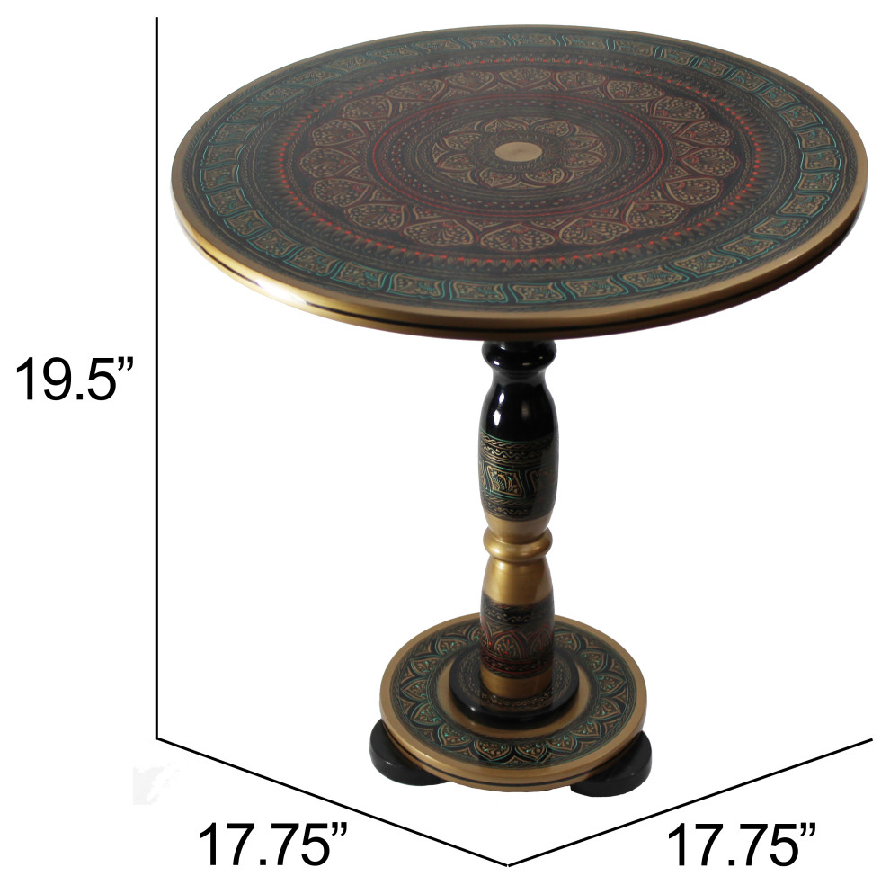 Natural Geo Rosewood Round Wooden 18 quotAccent Table   Army Green   Traditional   Side Tables And End Tables   by Natural Geo Home Furnishings  Houzz