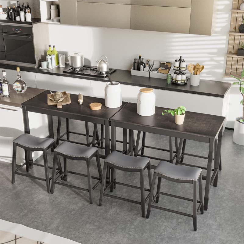 5 Pcs Space-Saving Dining Table Set with 4 Upholstered Stools, Counter Height Table Stools Set for Kitchen Dinette