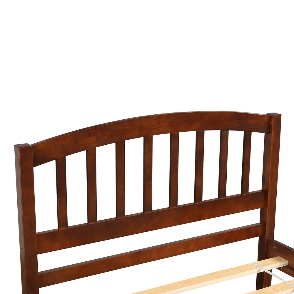 Nestfair Twin Size Platform Bed Wood Bed Frame with Trundle