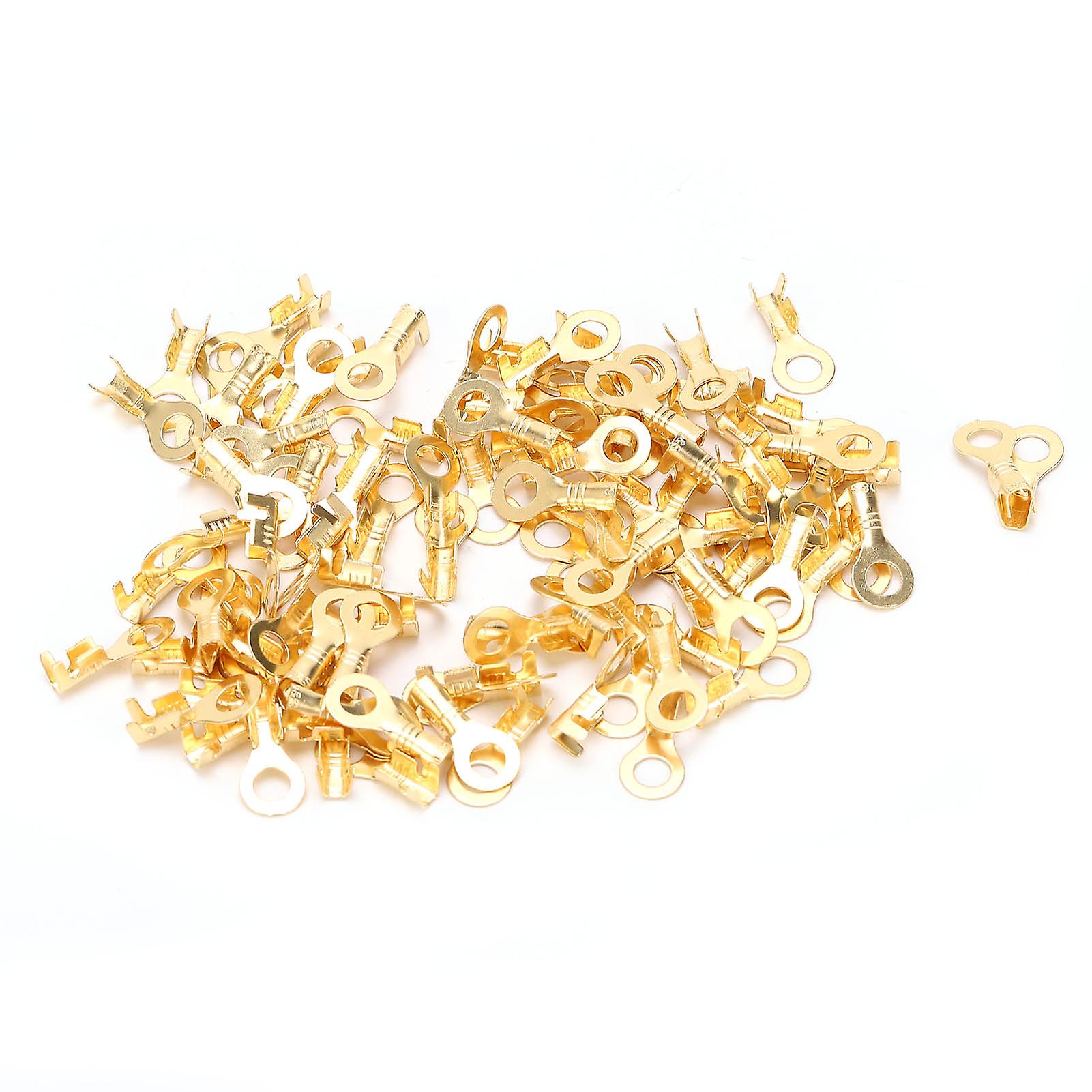 100pcs Lug Ring Terminals Brass Cold Pressed Cable Crimp Ends Connector M4 4.2mm