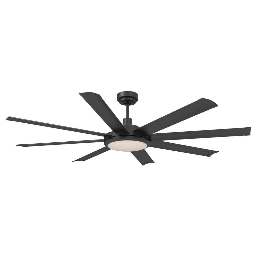 Flint GARDEN 60 in Indoor Integrated LED Matte Black 8 Blades Ceiling Fan with Light and Remote Control