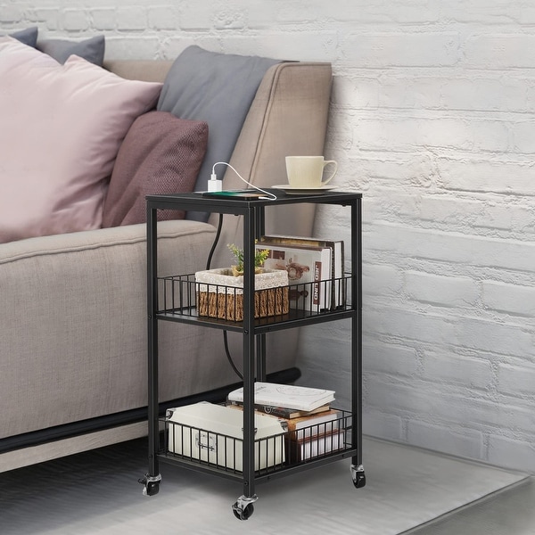 3 Tier Side Table with Charging Station