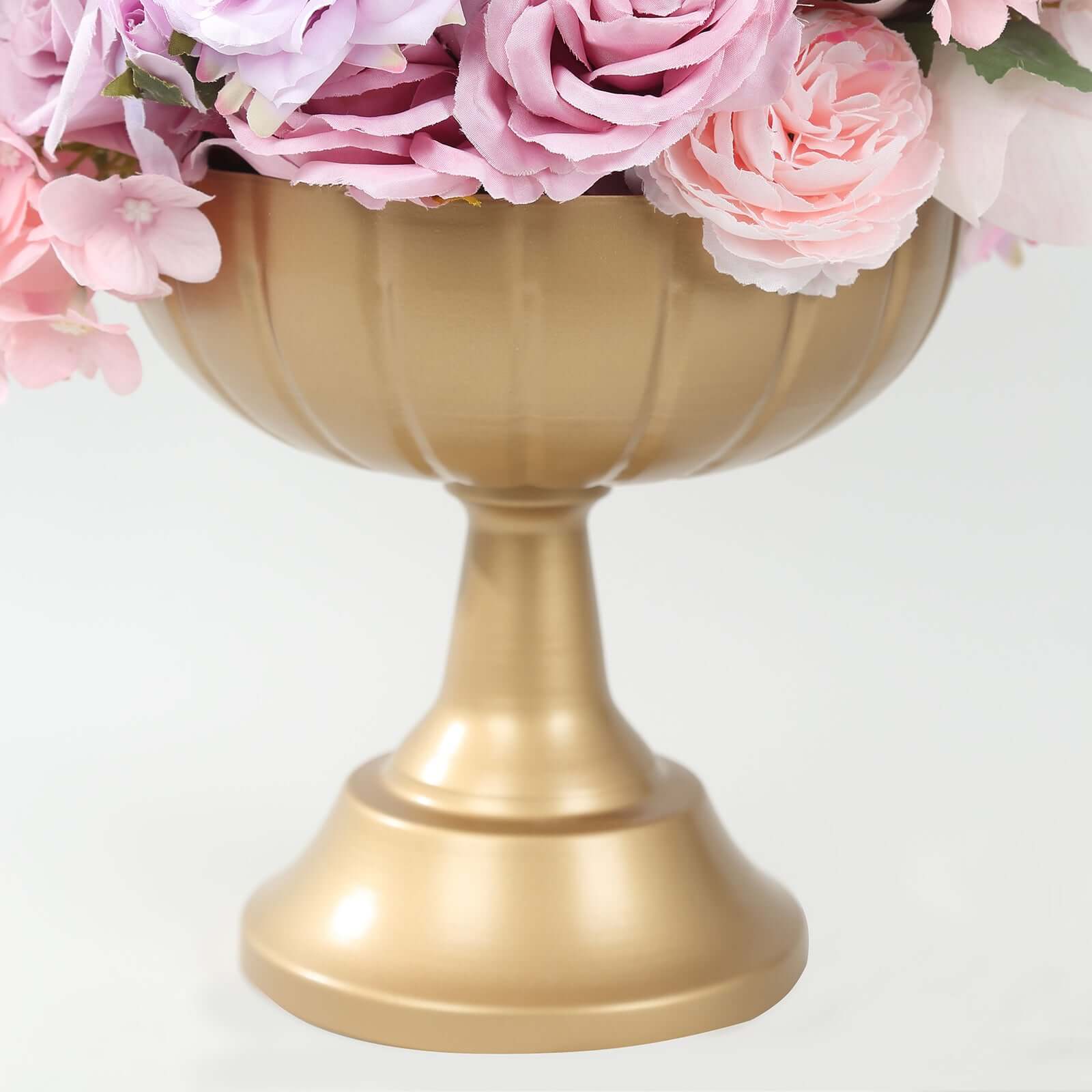 4 Pack Gold Metal Compote Pedestal Bowl Flower Vases in Grecian Urn Style, Decorative Vases Floral Wedding Centerpieces - 8.5