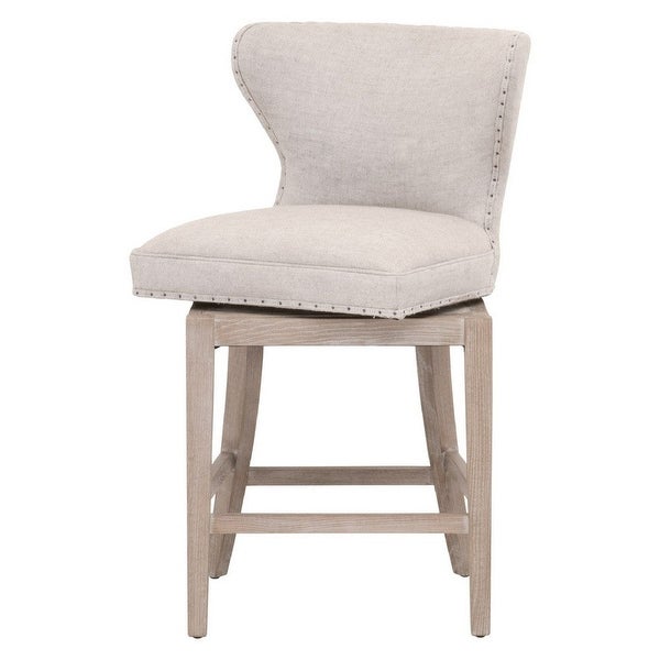 Counter Stool with Swivel Mechanism and Curved Back - Gray - 23.5 L X 22.5 W X 38.25 H