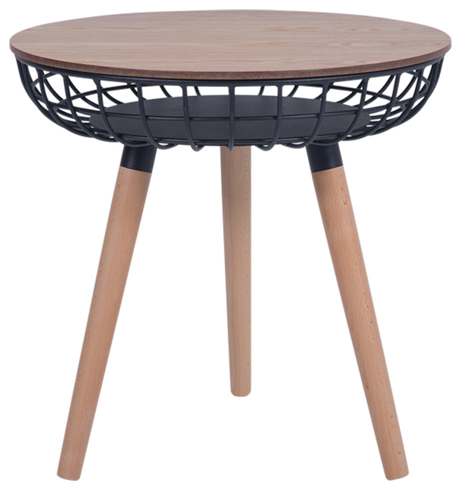 Airy Modern Metal Wire Side Table With Wood Top and Legs   Midcentury   Side Tables And End Tables   by Mod Made  Houzz