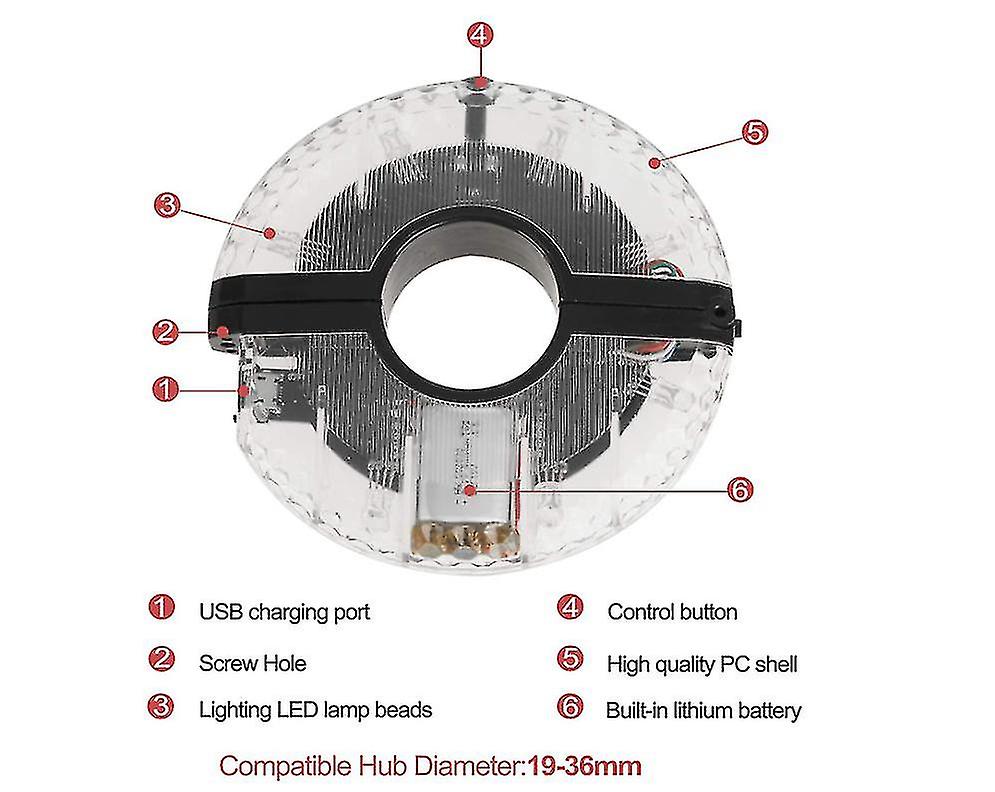 Cycling Hub Light， Waterproof Usb Rechargeable Led Bike Wheel Lights 3 Modes Cycling Bike Spoke Light Safety Light Magic Decoration Light Bicycle Acce