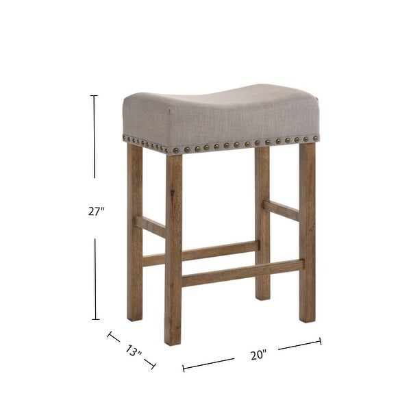 Set of 2 Linen Upholstered Counter Height Stool