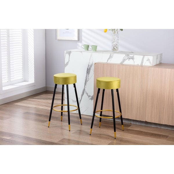 30.11 in. Set of 2 Metal Frame Bar Stool with Velvet Seat