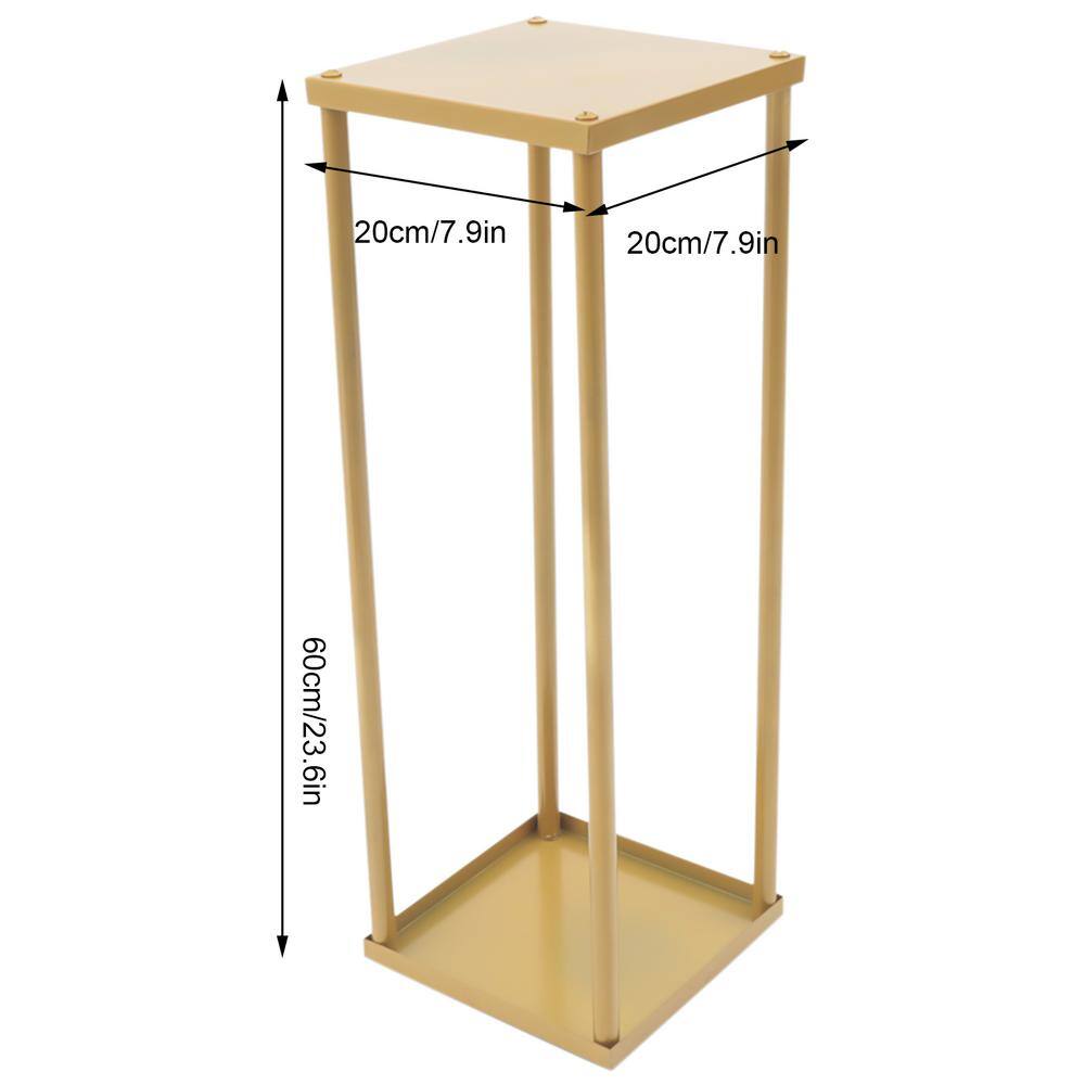 YIYIBYUS 7.9 in. W x 23.6 in. H Gold 2-Piece Metal Floor Flower Stand Wedding Decor Flower Display Stand Gold HG-ZJ-9994