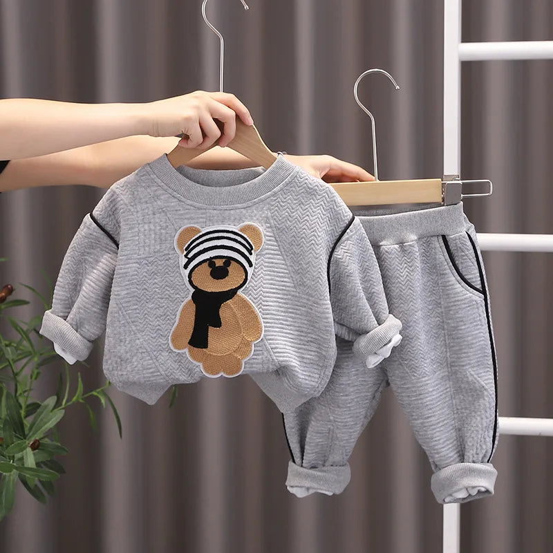 Spring Autumn Baby Boy Clothes 18 Months Cartoon O-neck Pullover Long Sleeve Hoodies Pants Toddler Outfits Girls Clothing Sets