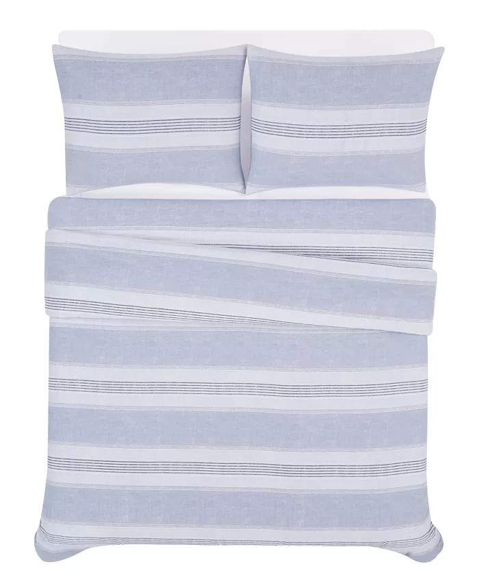 London Fog Stripe 2 Piece Flannel Comforter Set， Twin XL