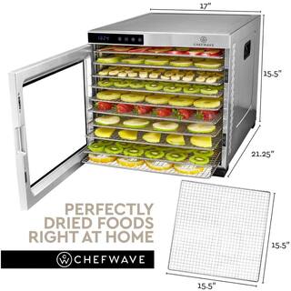 CHEFWAVE 10 Tray Food Dehydrator with Stainless Steel Racks Temp + Time Control CW-FD10