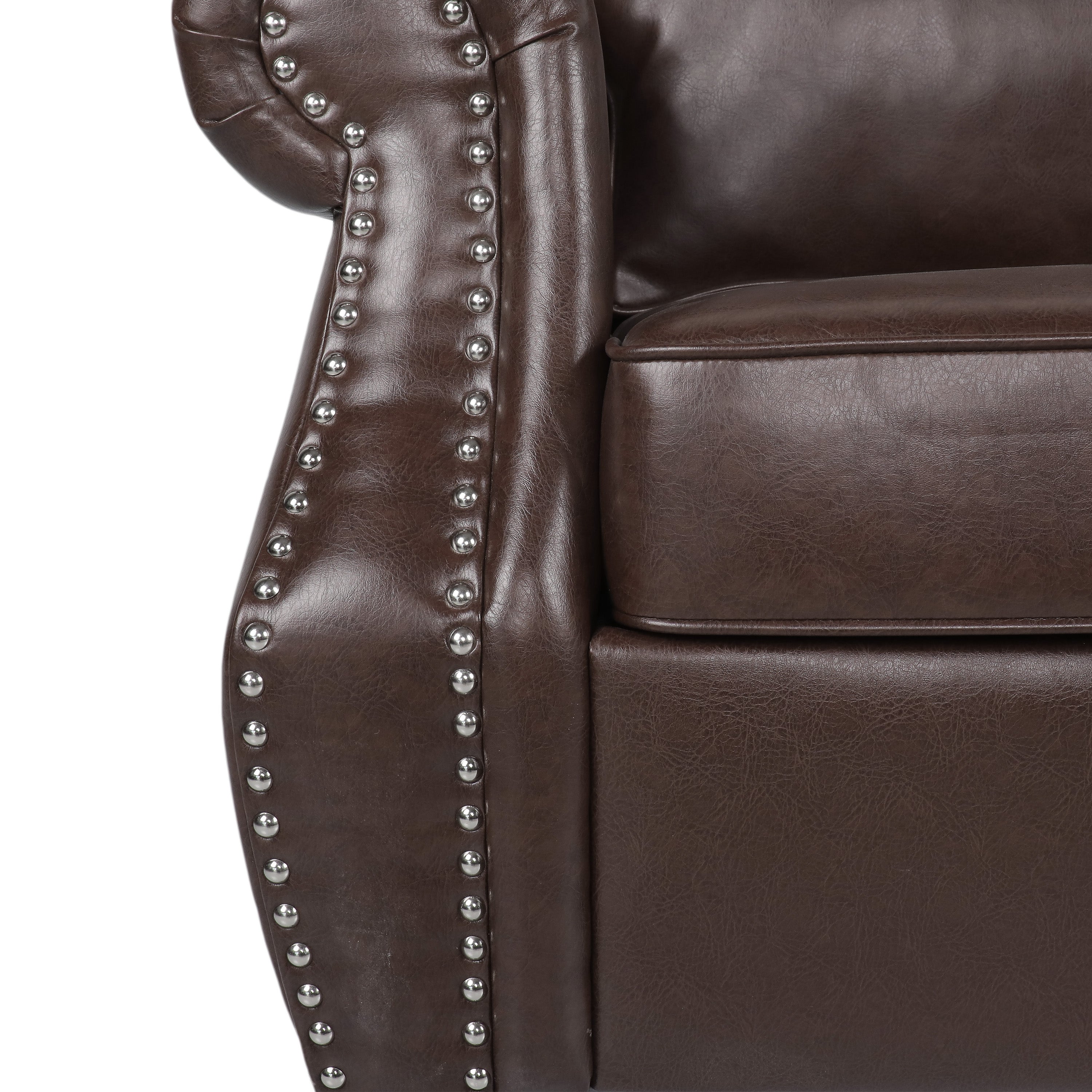 Pochelon Contemporary Faux Leather Loveseat with Nailhead Trim