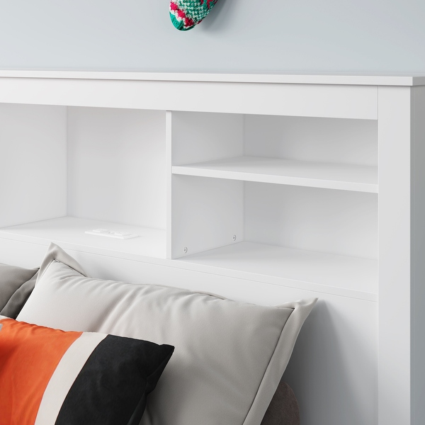 Queen Size Bookcase Headboard With A Hole For Passing Cords and Lights - - 34723807