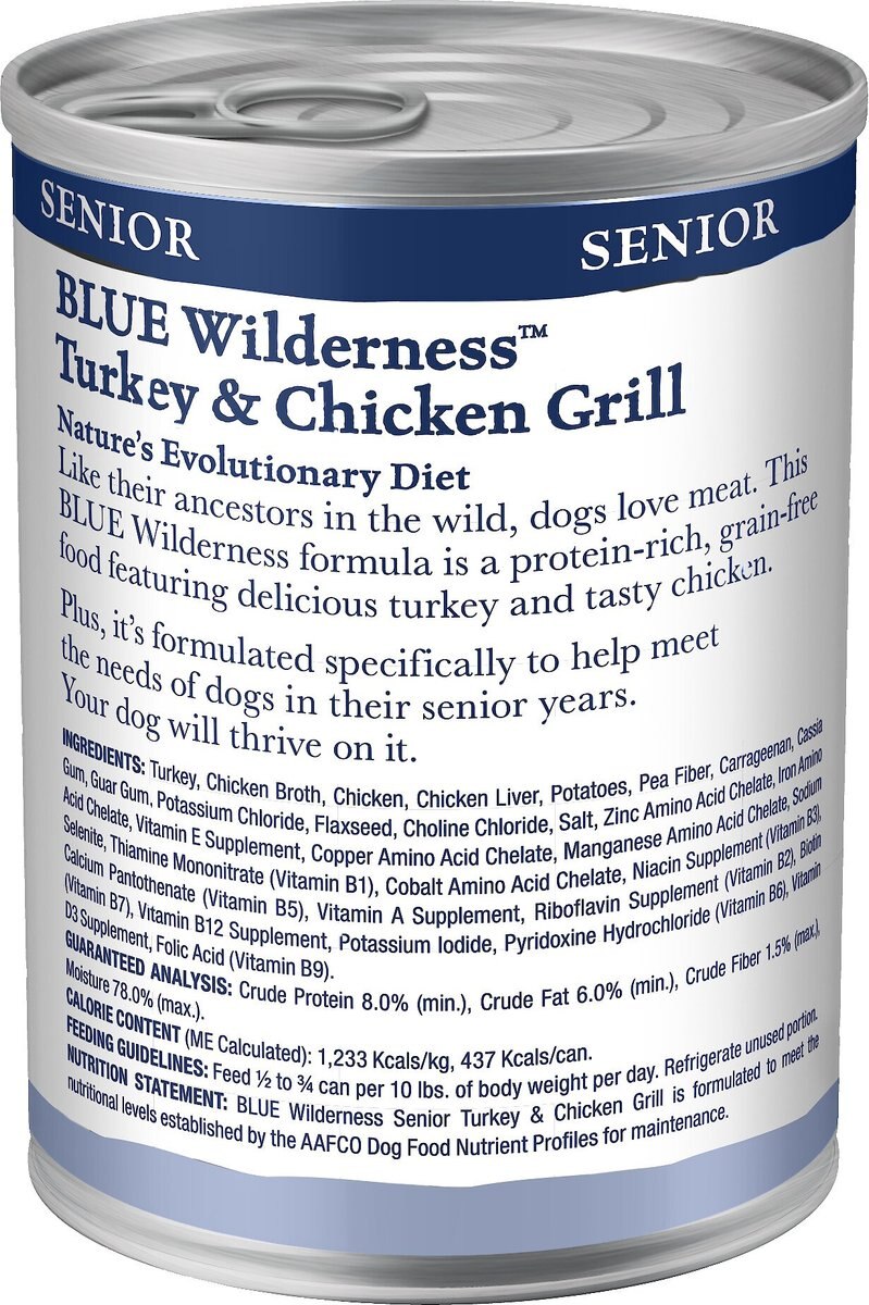 Blue Buffalo Wilderness Turkey and Chicken Grill Grain-Free Senior Canned Dog Food