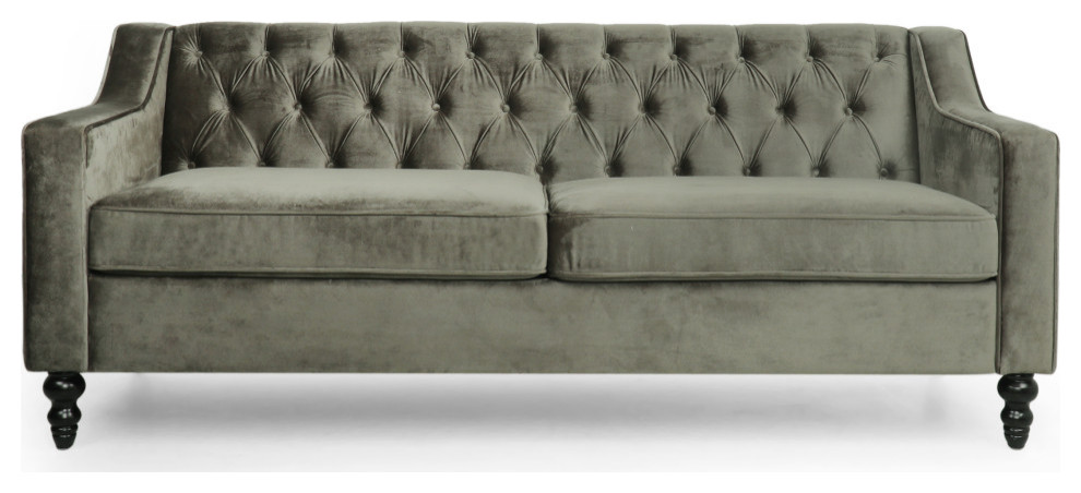 Jameer Modern Glam Tufted Velvet 3 Seater Sofa   Traditional   Sofas   by GDFStudio  Houzz