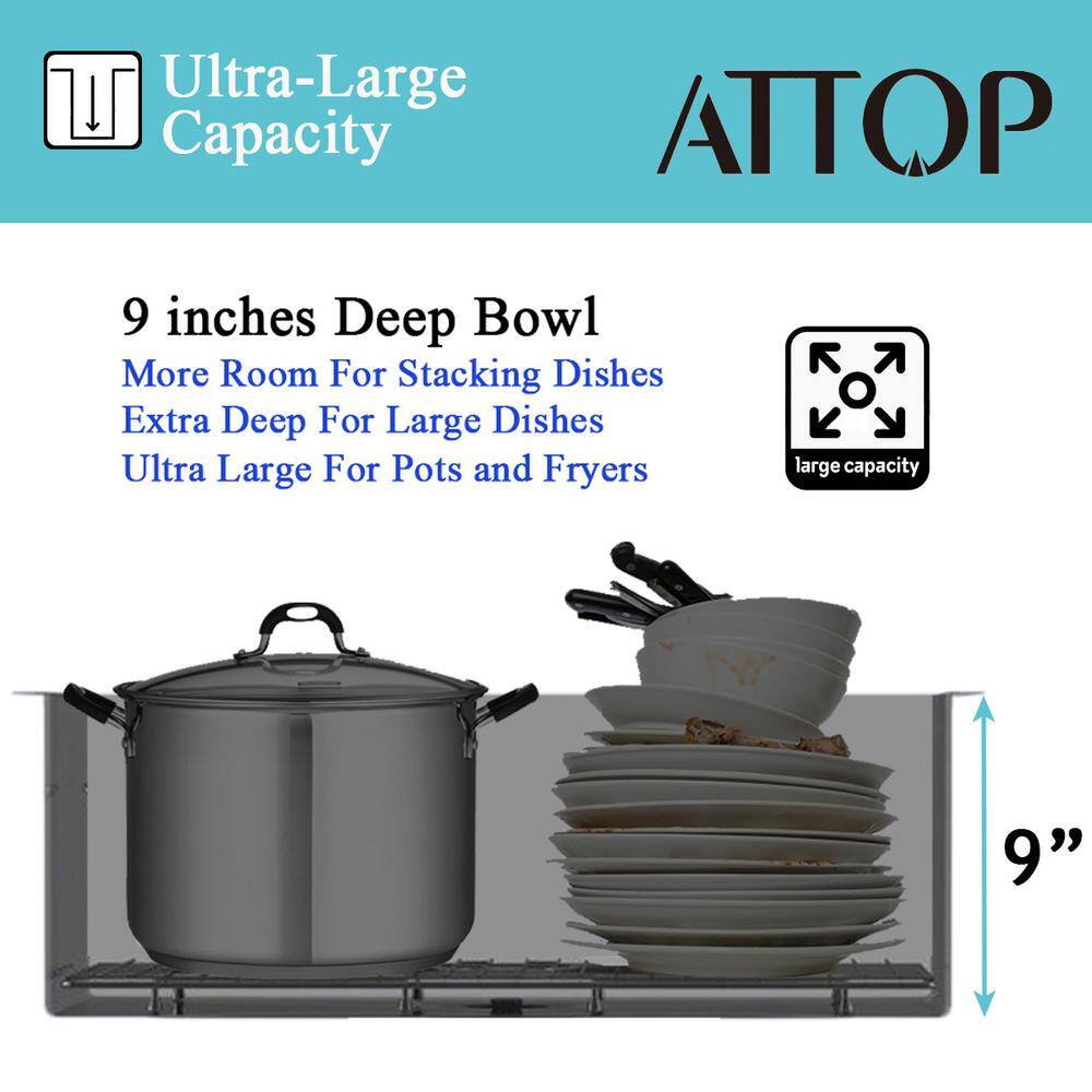 Attop Brushed 20-Gauge Stainless Steel 30 in. Single Bowl Undermount Scratch-Resistant Nano Kitchen Sink with Strainer NA301809R10-SL