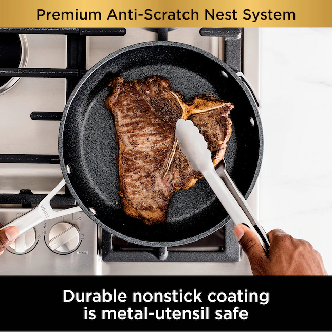 Ninja C59500 Foodi NeverStick Premium Anti-Scratch Nest System， 10-Piece Cookware Set