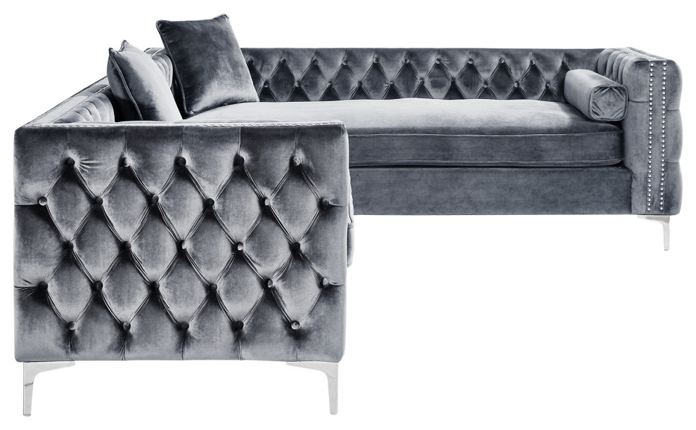 Jeannie 120 quotVelvet Corner Sectional Sofa   Contemporary   Sectional Sofas   by Inspired Home  Houzz