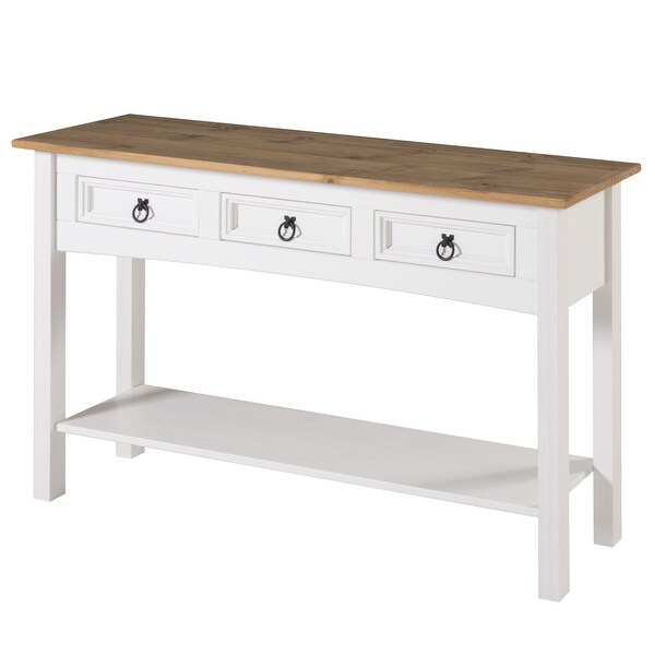 Wood Hall Table Console 3 Drawers Corona | Furniture Dash - N/A