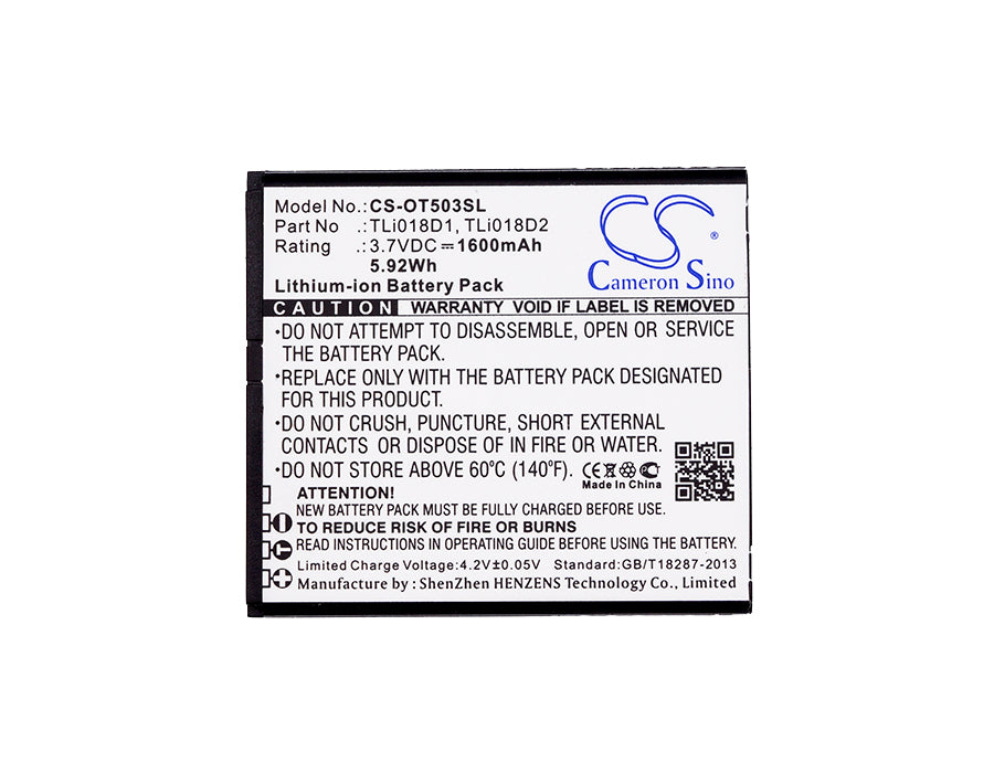 Alcatel One Touch Link Y858 One TouchBlack 1600mAh Replacement Battery BatteryClerkcom Mobile Phone