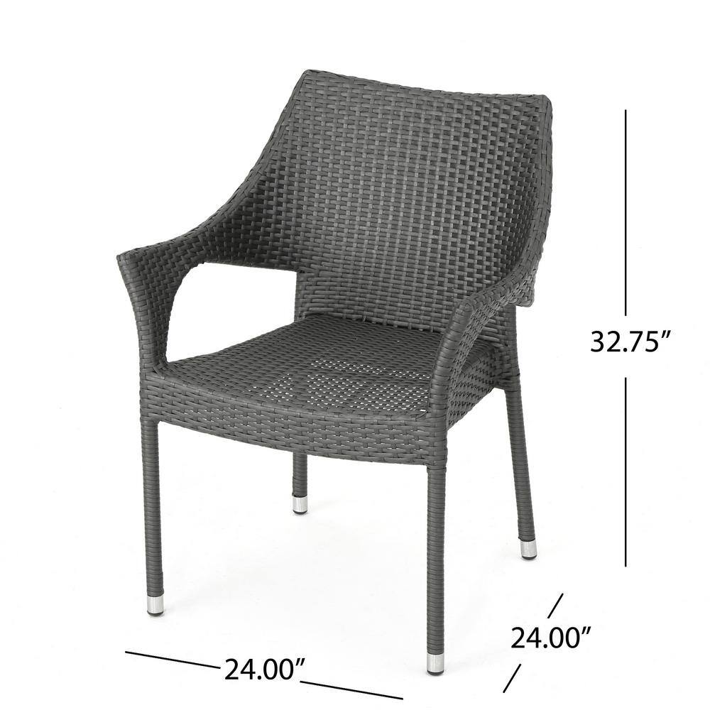 Noble House Cliff Grey Plastic Outdoor Dining Chair (Set of 2) 9394