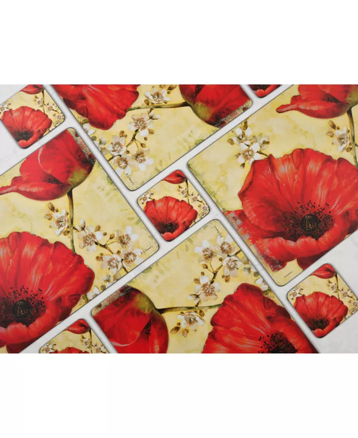 Pimpernel Red Poppy Blossoms Placemats Set of 4