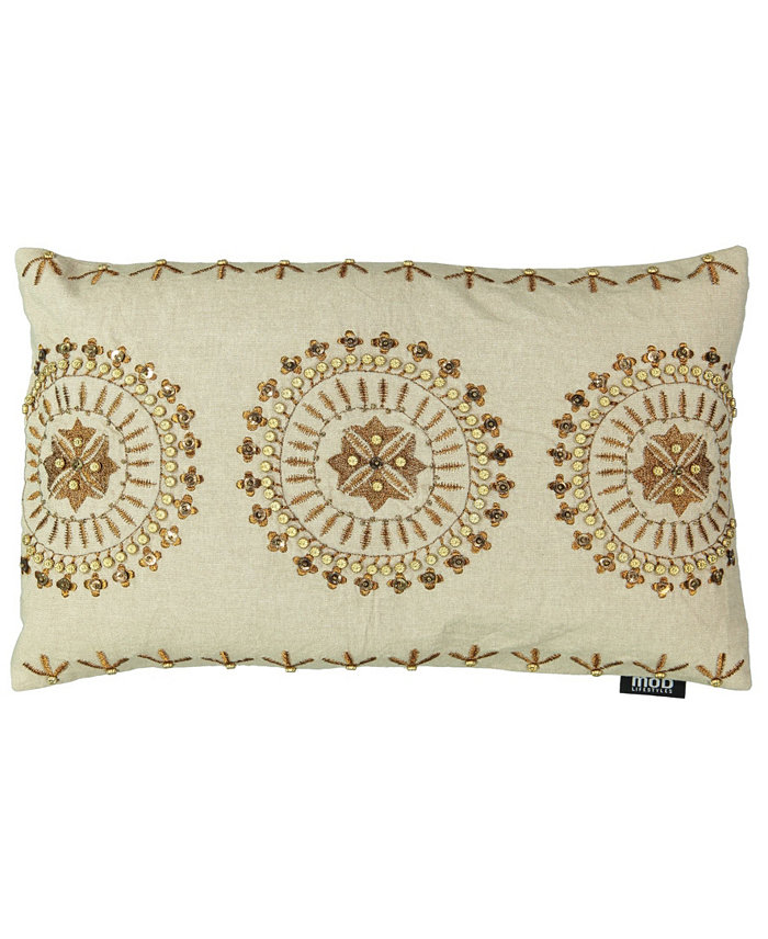 Mod Lifestyles Gold Collection Medallion Pillow， 20 x 20