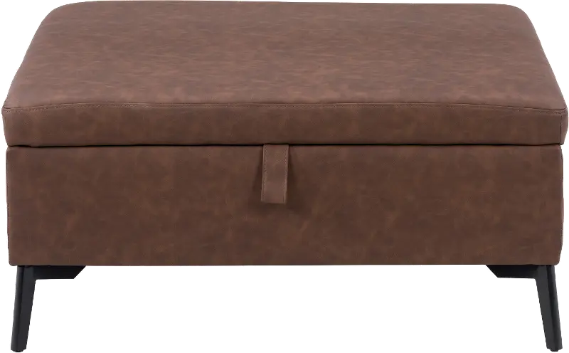 Linden Dark Brown Square Storage Ottoman